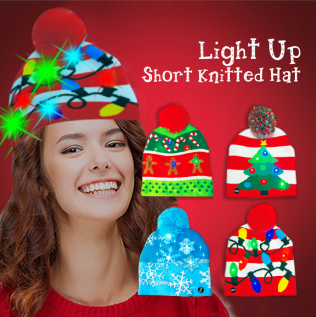 Light Up Novelties Knitted LED Christmas Beanie Hat